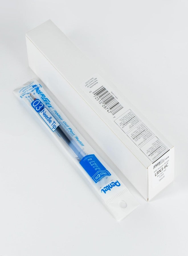 بنتل حبر إعادة تعبئة Pentel - لقلم جل EnerGel، طرف إبرة 0.3 مم، رفيع للغاية، حبر أزرق، عبوة من 6 عبوات إعادة تعبئة (LRN3-6C) - Image 3